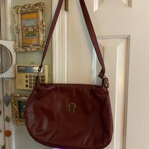 Etienne Aigner Vintage Classic Dark Burgundy Leather Shoulder Bag